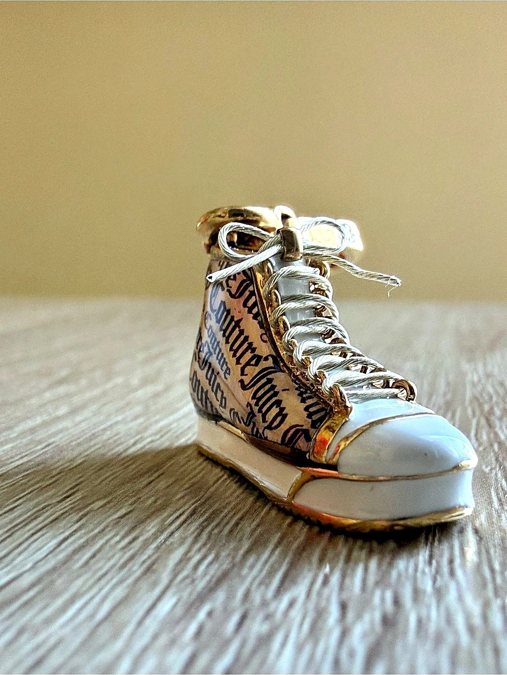 Juicy Couture High Top Sneaker Charm Bracelet White, Pink & Gold